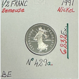 1/2 FRANC SEMEUSE - 1991 - Pièce de Monnaie en Nickel // BE