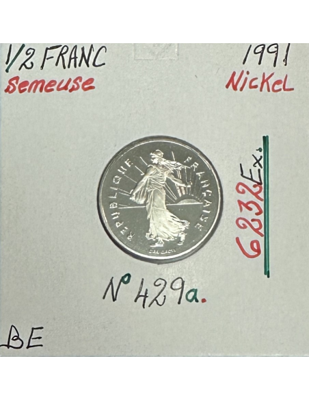 1/2 FRANC SEMEUSE - 1991 - Pièce de Monnaie en Nickel // BE