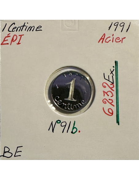 1 CENTIME EPI - 1991 - Pièce de monnaie en Acier // Qualité : BE