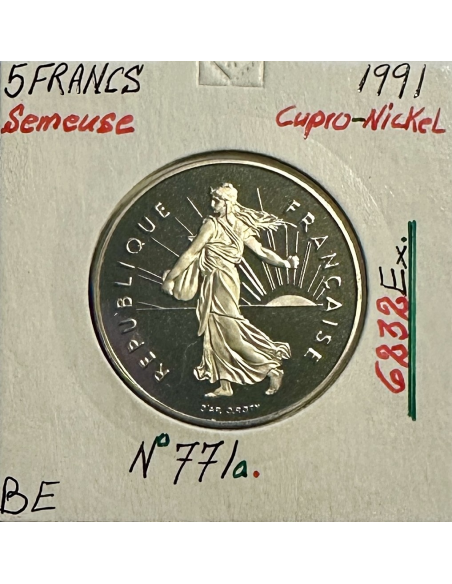 5 FRANCS SEMEUSE - 1991 - Pièce de Monnaie en Nickel // BE
