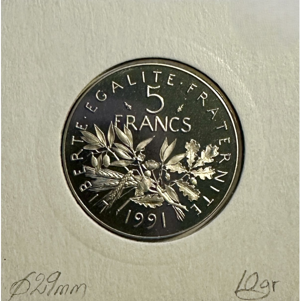 5 FRANCS SEMEUSE - 1991 - Pièce de...