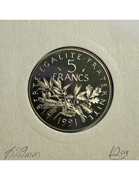 5 FRANCS SEMEUSE - 1991 - Pièce de Monnaie en Nickel // BE