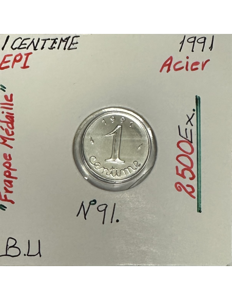 1 CENTIME EPI - 1991 - Monnaie en Frappe Médaille // Qualité : BU