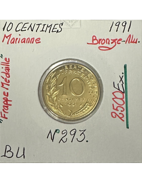 10 CENTIMES MARIANNE - 1991 - Monnaie en Frappe Médaille // Qualité : BU