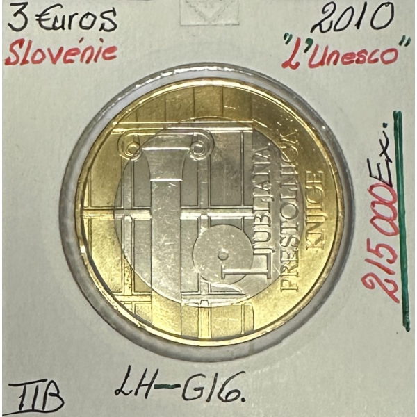 SLOVENIE - 3 EURO - 2010 - L'Unesco...