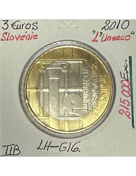 SLOVENIE - 3 EURO - 2010 - L'Unesco // Qualité : TTB
