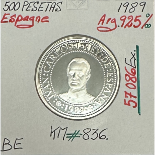 ESPAGNE - 500 PESETAS 1989 - Pièce de Monnaie en Argent...