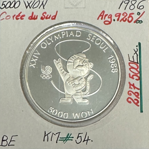 COREE DU SUD - 5000 WON 1986 - Pièce de Monnaie en ARGENT...