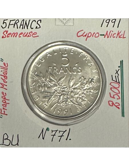 5 FRANCS SEMEUSE - 1991 "Frappe Médaille" Monnaie en Cupro-Nickel // BU