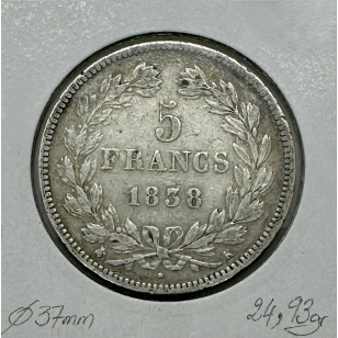 5 FRANCS LOUIS-PHILIPPE Ier - 1838 K - Monnaie en Argent... 2