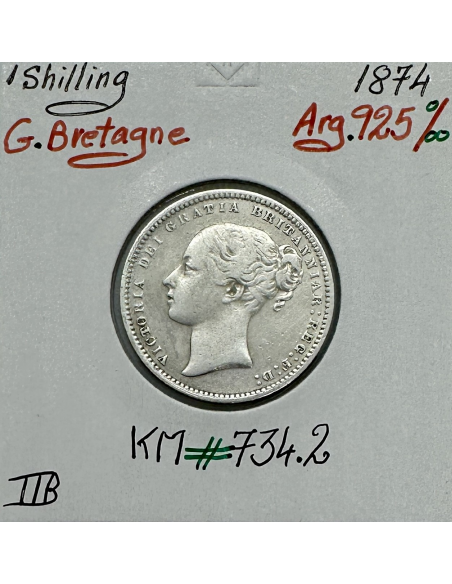 ROYAUME-UNI / GRANDE BRETAGNE - 1 Shilling 1874 - Monnaie en Argent // TTB