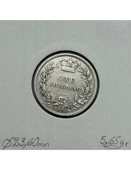 ROYAUME-UNI / GRANDE BRETAGNE - 1 Shilling 1874 - Monnaie en Argent // TTB