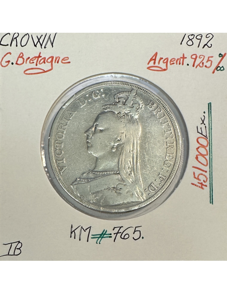 ROYAUME-UNI / GRANDE BRETAGNE - CROWN 1892 - Monnaie en Argent // TB