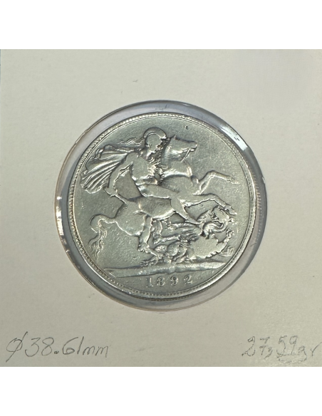 ROYAUME-UNI / GRANDE BRETAGNE - CROWN 1892 - Monnaie en Argent // TB