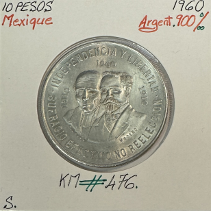 MEXIQUE - 10 PESOS 1960 - Pièce de Monnaie en Argent //...