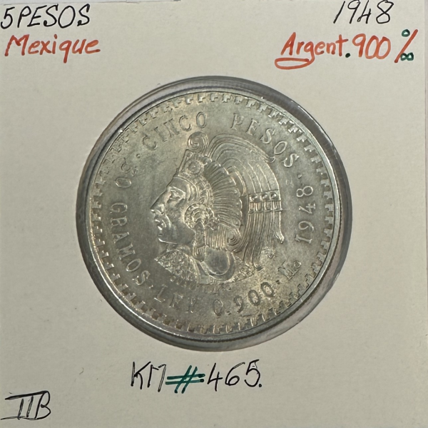 MEXIQUE - 5 PESOS 1948 - Pièce de...