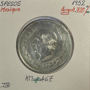 MEXIQUE - 5 PESOS 1952 - Pièce de Monnaie en Argent //...