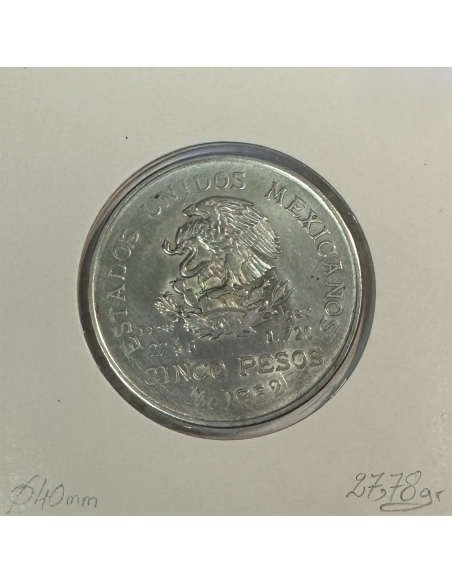 MEXIQUE - 5 PESOS 1952 - Pièce de Monnaie en Argent // Qualité : TTB