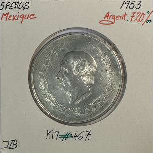 MEXIQUE - 5 PESOS 1953 - Pièce de Monnaie en Argent //...