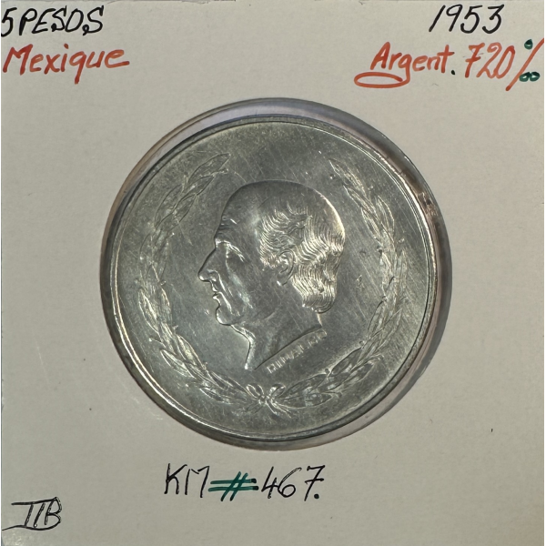 MEXIQUE - 5 PESOS 1953 - Pièce de...