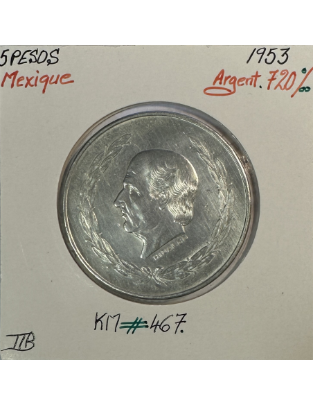 MEXIQUE - 5 PESOS 1953 - Pièce de Monnaie en Argent // TTB (KM 467)