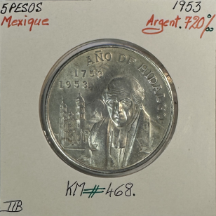 MEXIQUE - 5 PESOS 1953 - Pièce de Monnaie en Argent //...