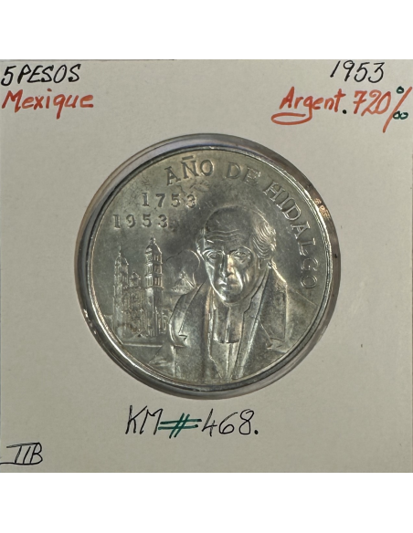 MEXIQUE - 5 PESOS 1953 - Pièce de Monnaie en Argent // TTB (KM 468)