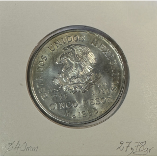 MEXIQUE - 5 PESOS 1953 - Pièce de Monnaie en Argent //... 2