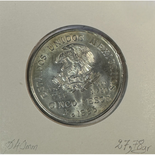 MEXIQUE - 5 PESOS 1953 - Pièce de...