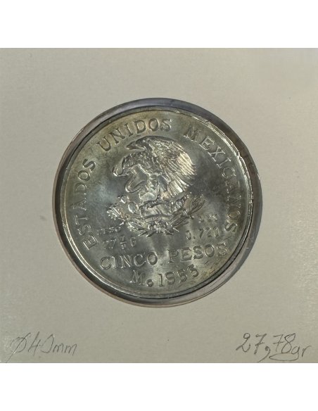 MEXIQUE - 5 PESOS 1953 - Pièce de Monnaie en Argent // TTB (KM 468)