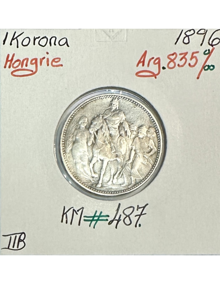 HONGRIE - 1 KORONA 1896 - Pièce de Monnaie en Argent // Qualité : TTB