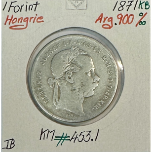 HONGRIE - 1 FORINT 1871 KB - Pièce de Monnaie en Argent...