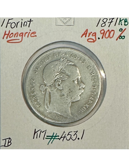 HONGRIE - 1 FORINT 1871 KB - Pièce de Monnaie en Argent // Qualité : TB