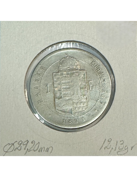 HONGRIE - 1 FORINT 1871 KB - Pièce de Monnaie en Argent // Qualité : TB