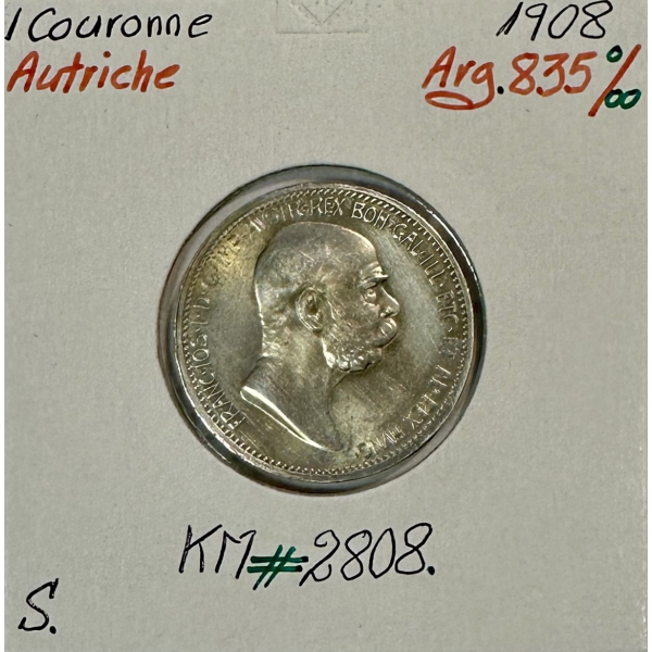 AUTRICHE - 1 COURONNE 1908 - Pièce de...