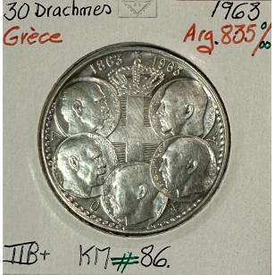 GRECE - 30 DRACHMES 1963 - Pièce de Monnaie en Argent // TTB