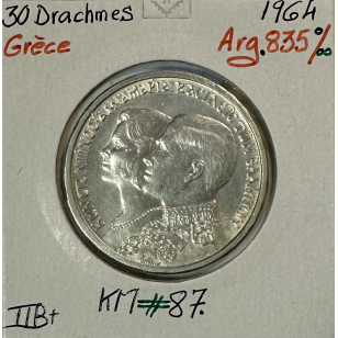 GRECE - 30 DRACHMES 1964 - Pièce de Monnaie en Argent // TTB