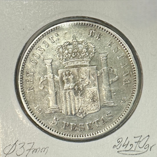 ESPAGNE - 5 PESETAS 1893 PG-V - Pièce de Monnaie en... 2