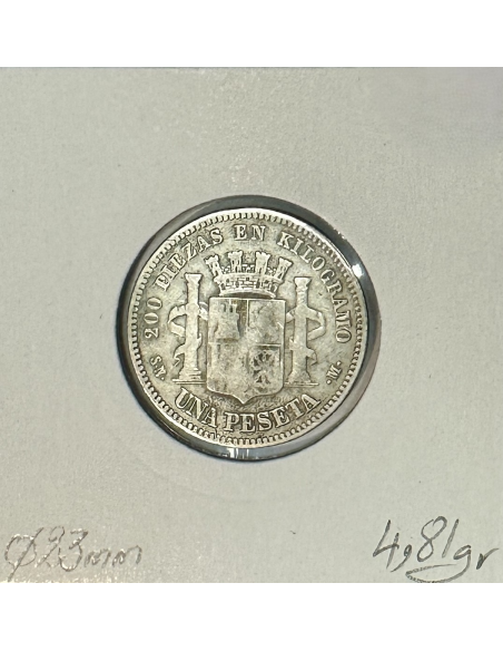 ESPAGNE - 1 PESETAS 1869 SN-M - Pièce de Monnaie en Argent // Qualité : B