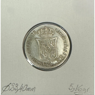 ESPAGNE - 40 CENTIMOS 1865 - Pièce de Monnaie en Argent... 2