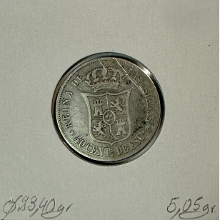 ESPAGNE - 40 CENTIMOS 1864 - Pièce de Monnaie en Argent... 2