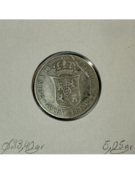 ESPAGNE - 40 CENTIMOS 1864 - Pièce de Monnaie en Argent // Qualité : B