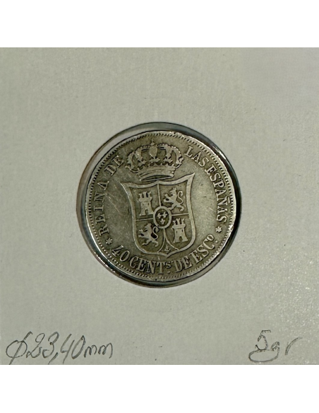 ESPAGNE - 40 CENTIMOS 1866 - Pièce de Monnaie en Argent // Qualité : TB