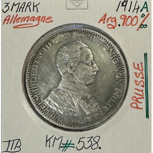 ALLEMAGNE PRUSSE - 3 MARK 1914A - Monnaie en Argent //...