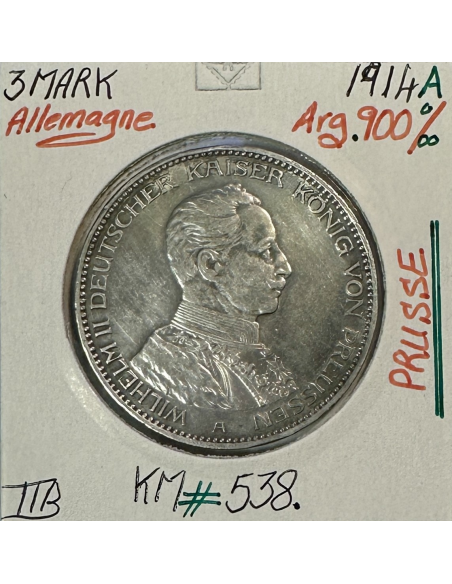 ALLEMAGNE PRUSSE - 3 MARK 1914A - Monnaie en Argent // Qualité : TTB