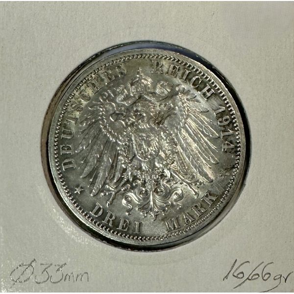 ALLEMAGNE PRUSSE - 3 MARK 1914A -...