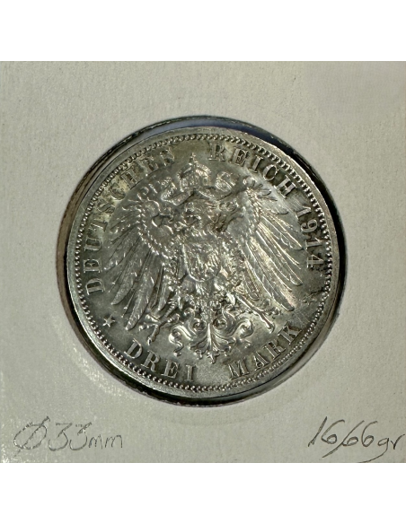 ALLEMAGNE PRUSSE - 3 MARK 1914A - Monnaie en Argent // Qualité : TTB