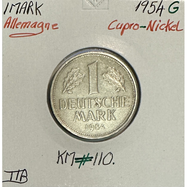 ALLEMAGNE - 1 MARK - 1954 G - Pièce...