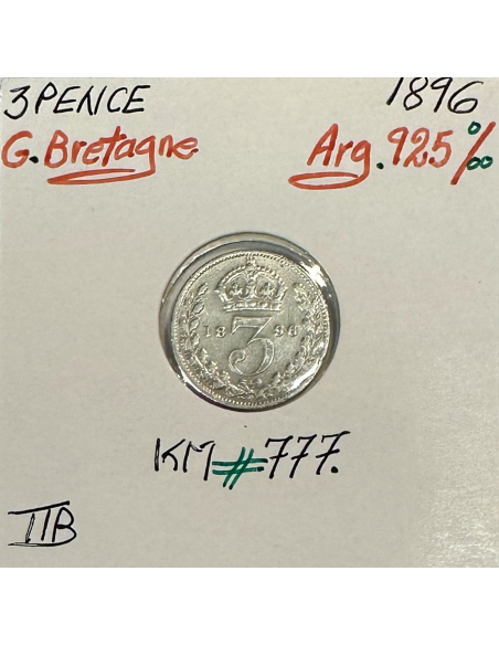 ROYAUME-UNI / GRANDE BRETAGNE (3 Pence 1896) Monnaie en Argent // Qualité : TTB
