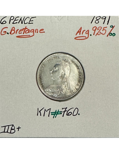 ROYAUME-UNI / GRANDE BRETAGNE (6 Pence 1891) Monnaie en Argent // Qualité : TTB